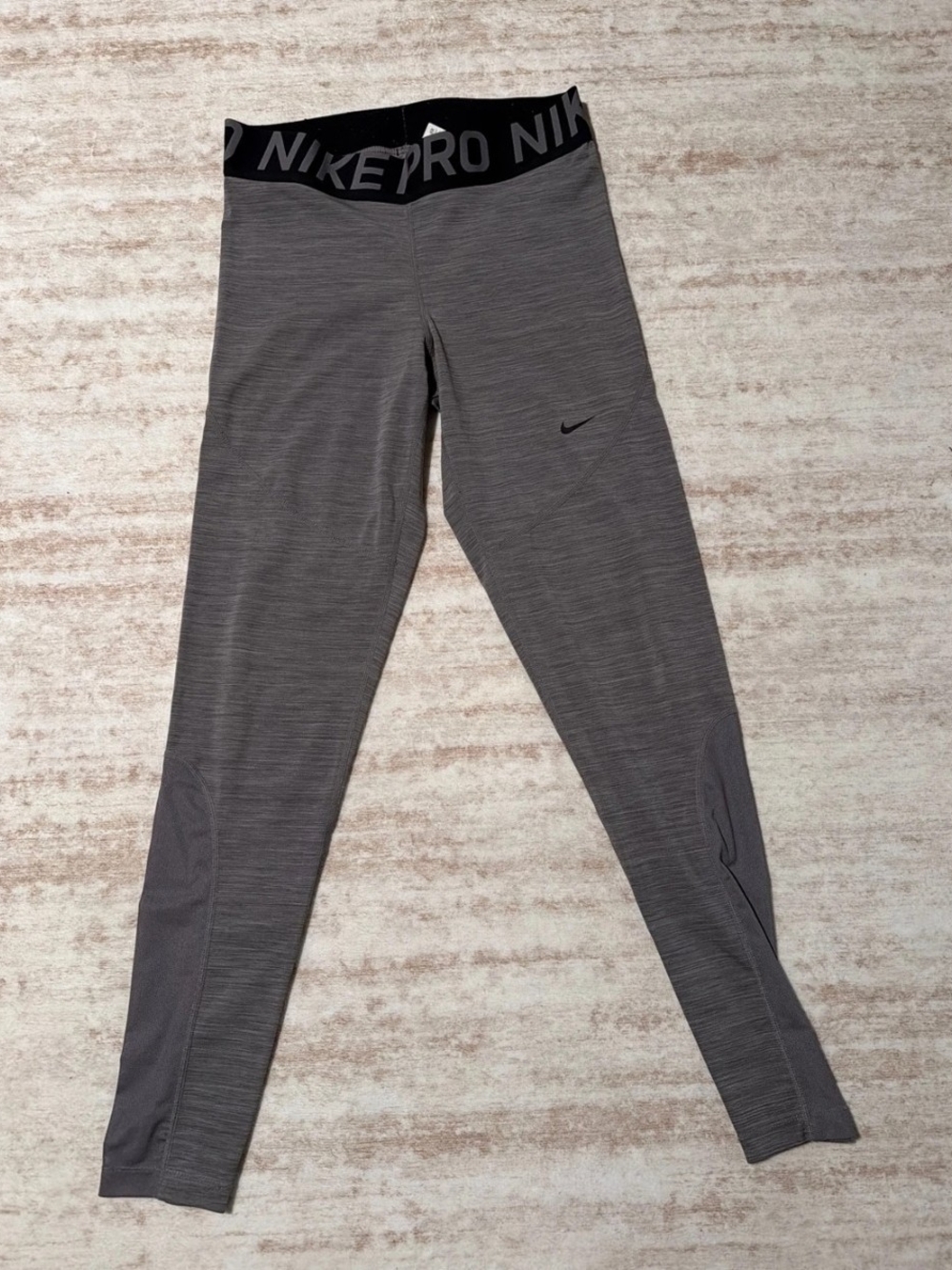 Nike Pro Dri Fit Grey Heather Leggings with Black Waistband